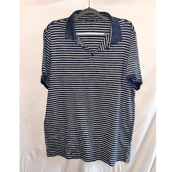 MICHAEL KORS Men's Polo Shirt Size XXL Blue Striped Short Sleeve - Picture 1 of 8